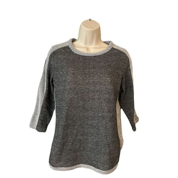 CD Petites Womens Sz PS Top Pullover 3/4 Sleeve Gray Shimmer - Picture 2 of 6